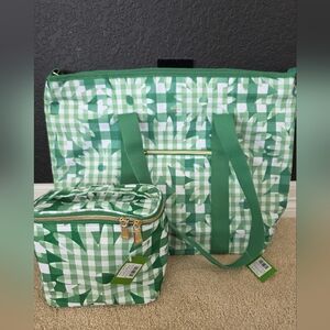 NWT Kate Spade Daisy Gingham Cooler And Luch Tote Bag Set